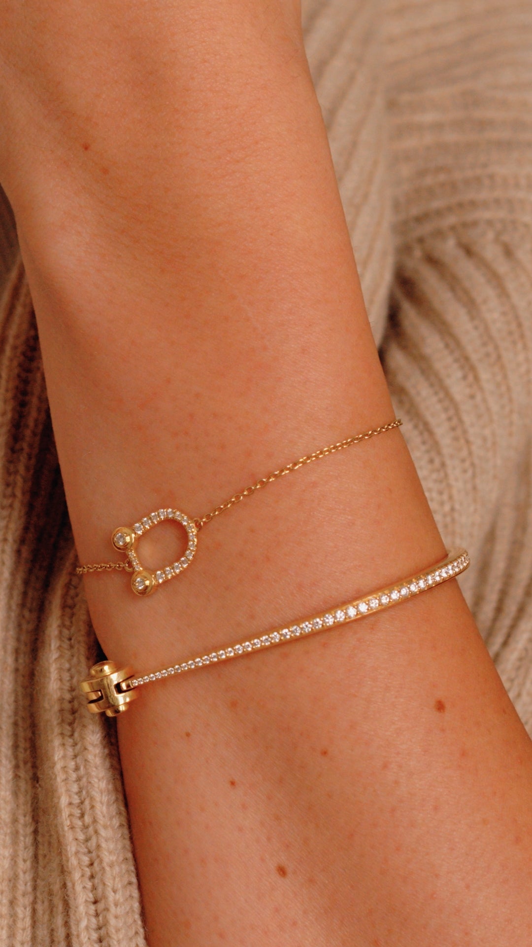 Bracelet "Mini Etrier" Or Jaune et Diamants