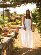 Linen tiered maxi dress