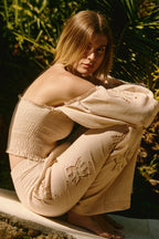 Embroidered shirred top