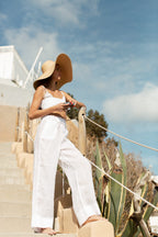 Long tie high-waist trousers