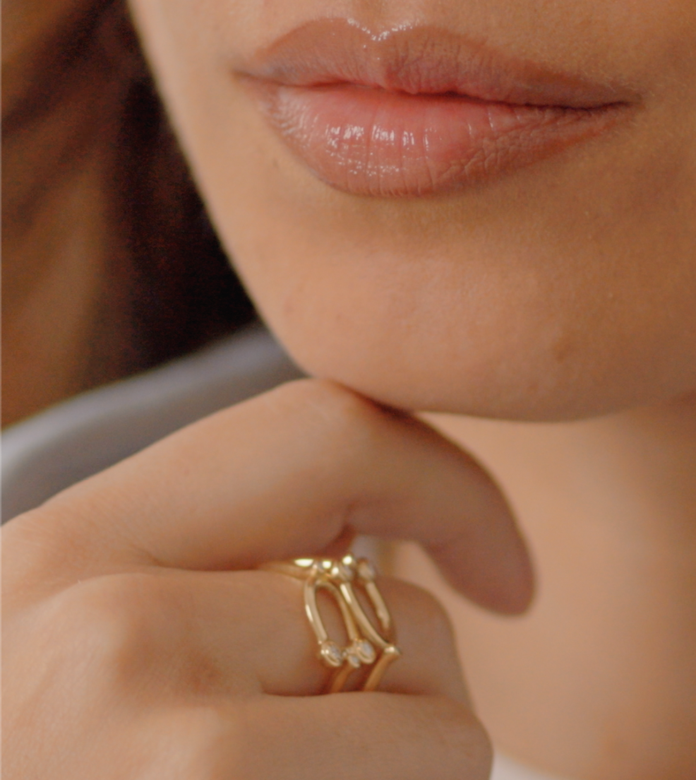Bague Mini Etrier Or et Diamants