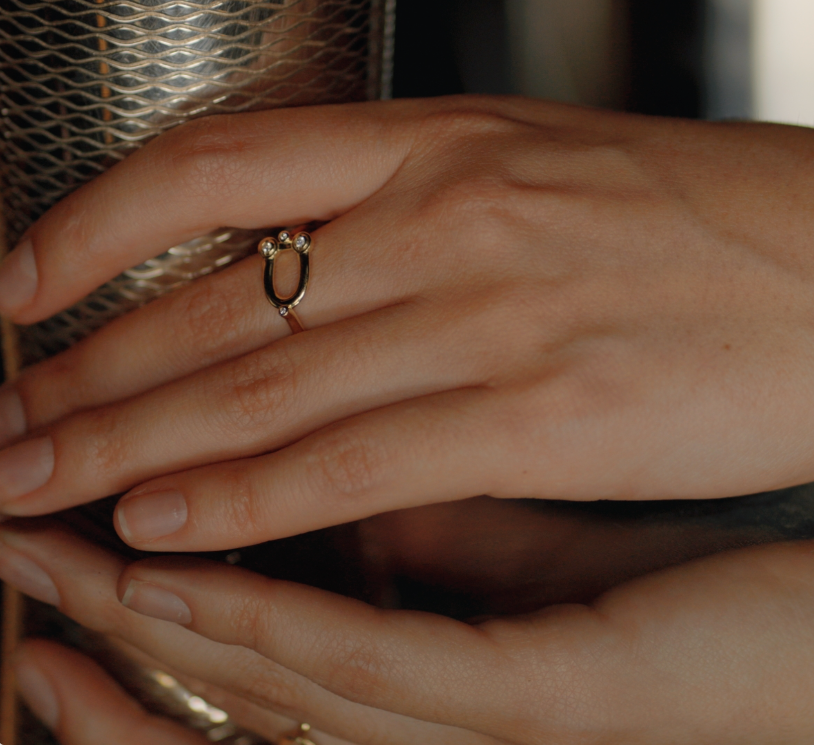 Bague Mini Etrier Or et Diamants