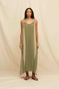 Akbal Lines Dress Olive Sepia