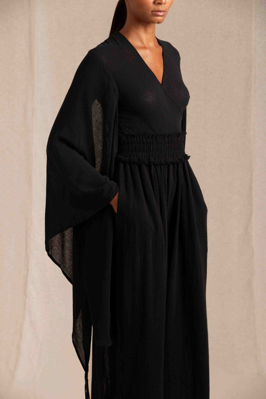 Ahumkal Top Cotton Gauze Black