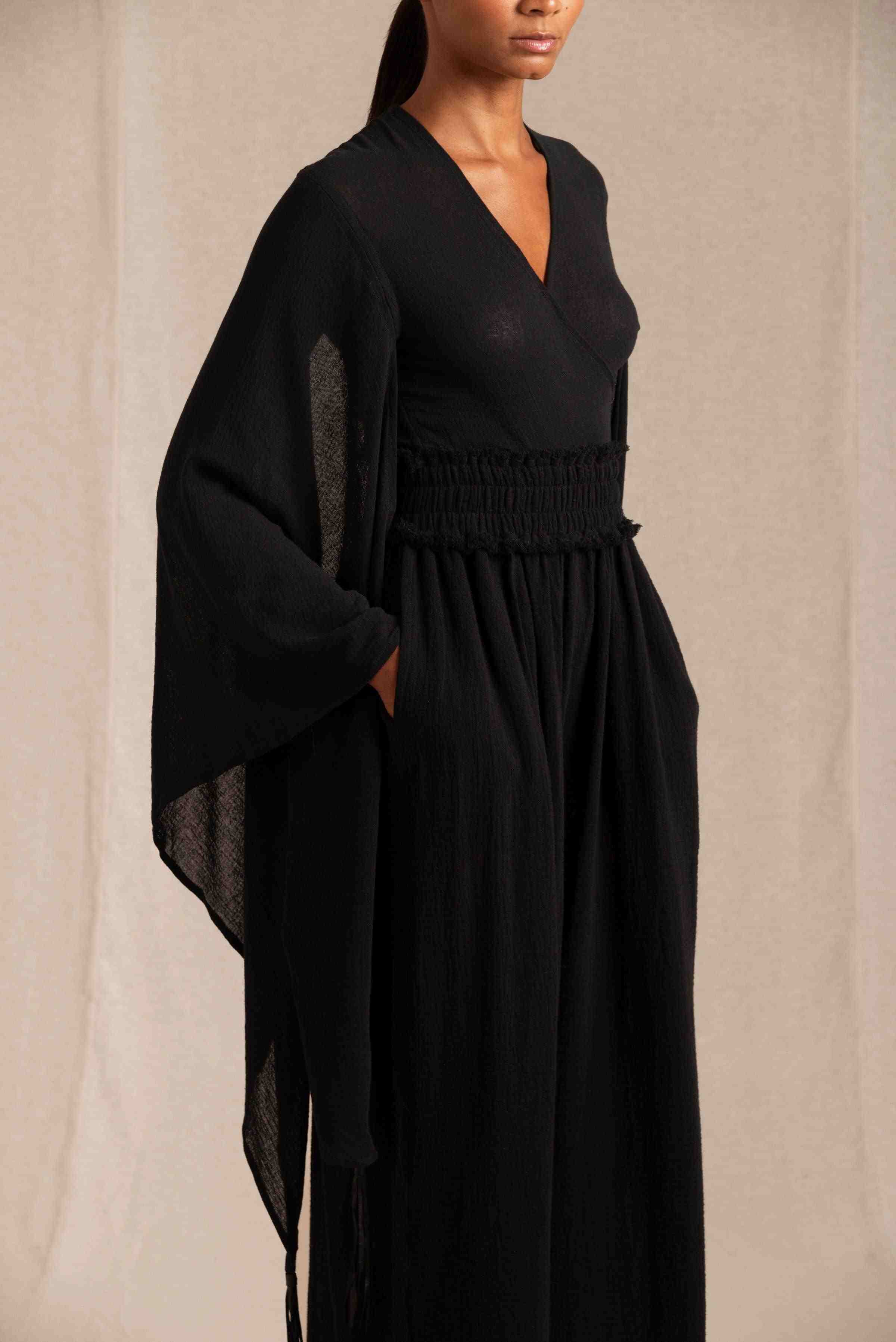 Ahumkal Top Cotton Gauze Black