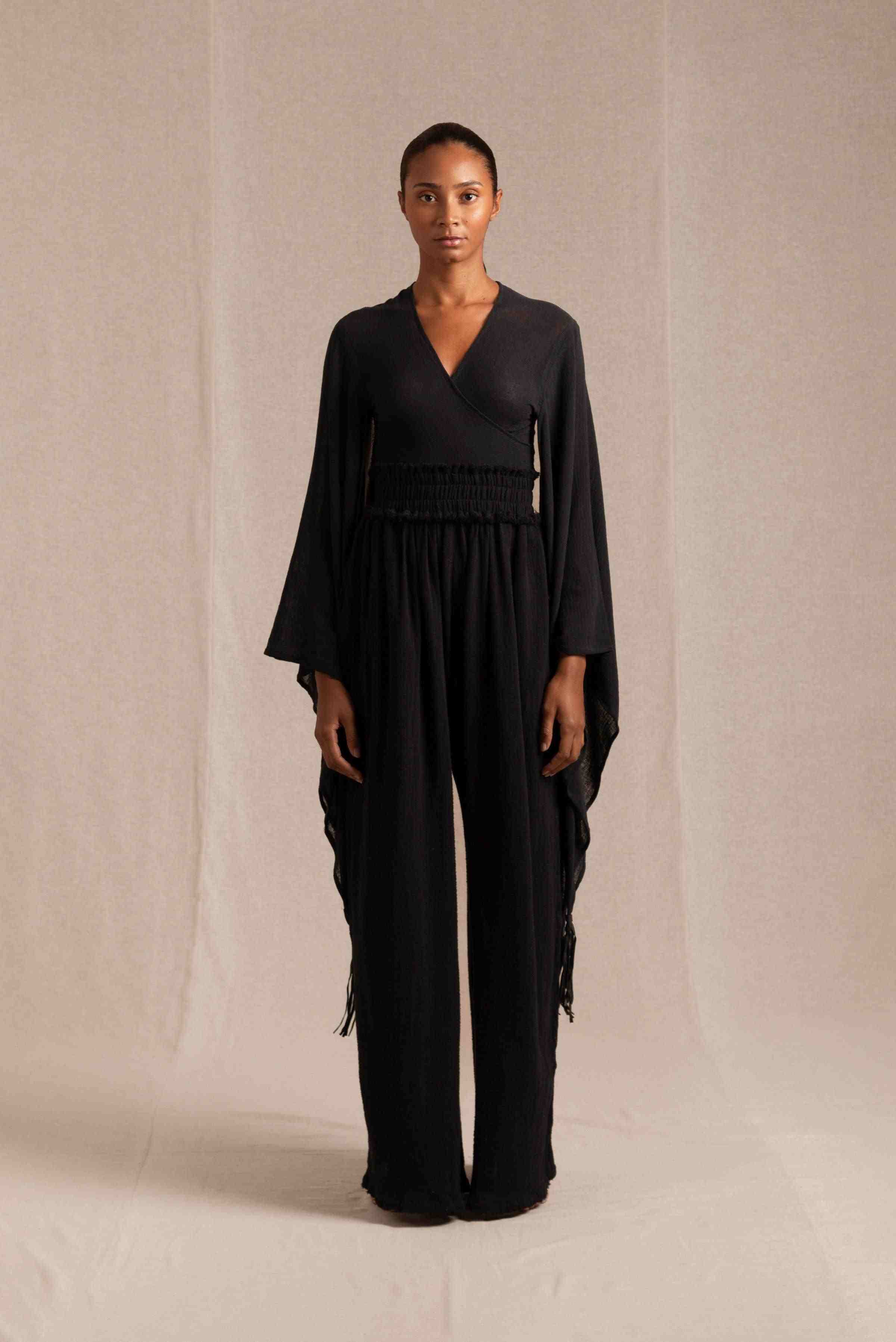 Ahumkal Top Cotton Gauze Black