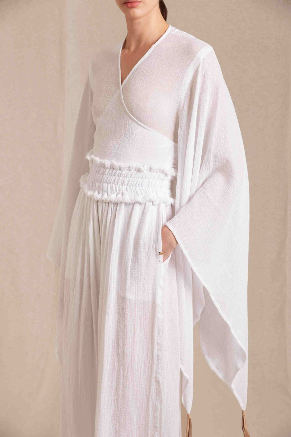 Ahumkal Top Cotton Gauze White