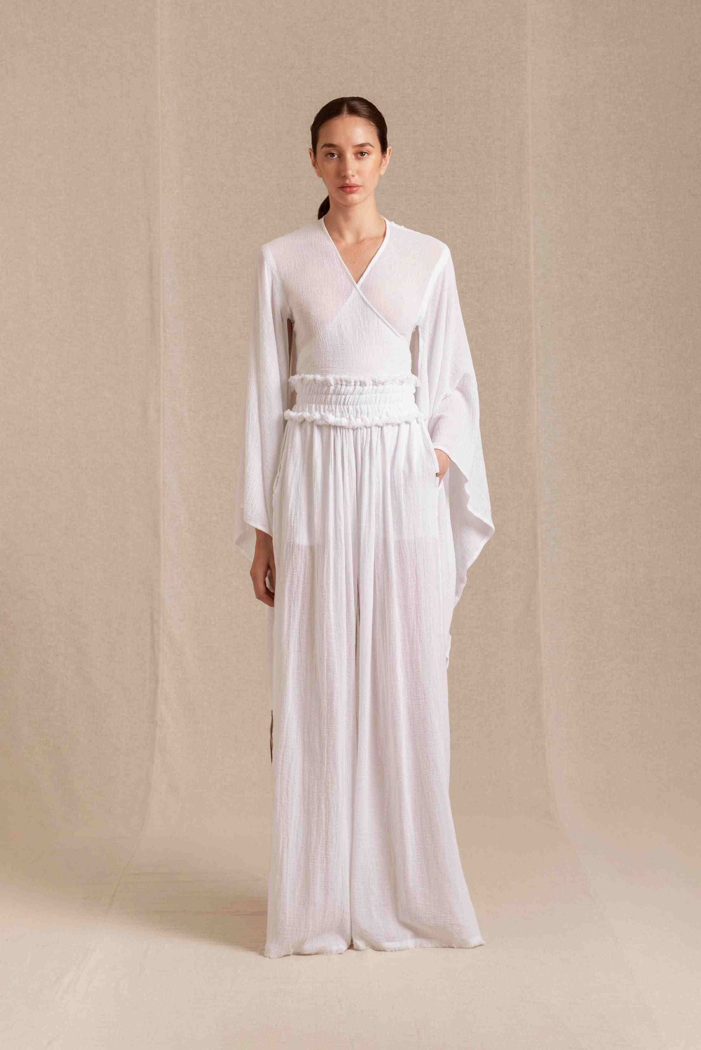 Ahumkal Top Cotton Gauze White