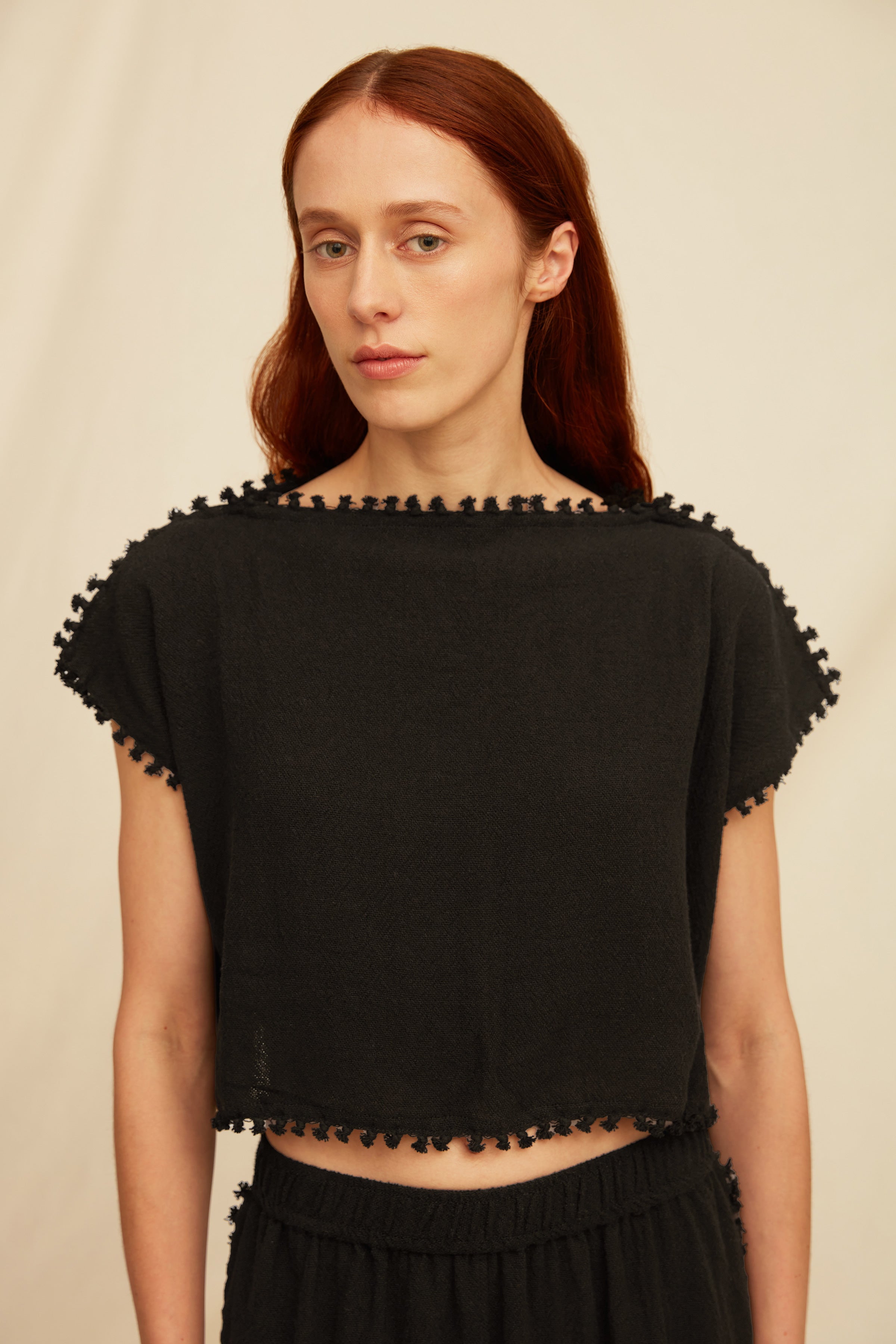 Acaxha Top Cotton Jute Black