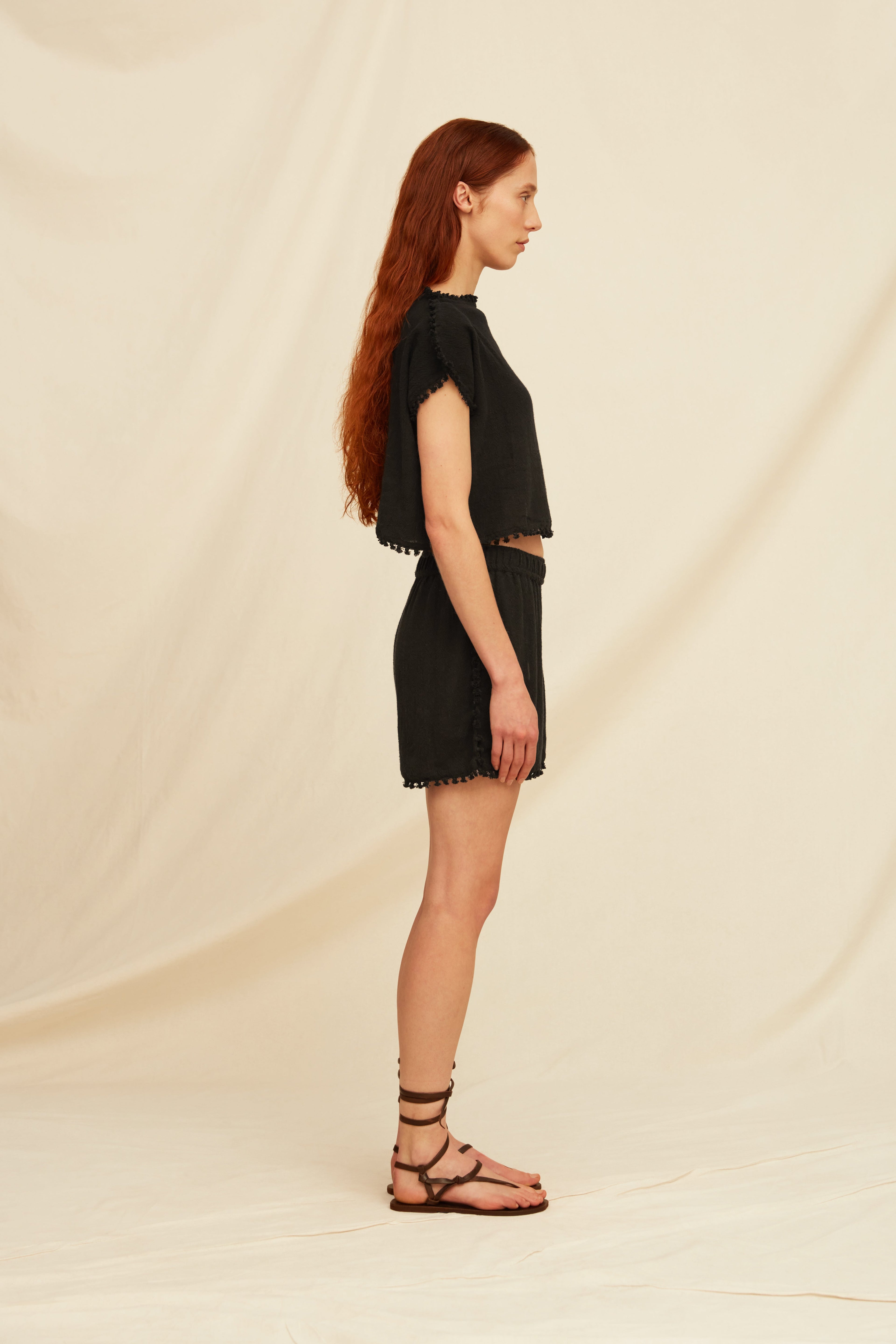 Acaxha Top Cotton Jute Black