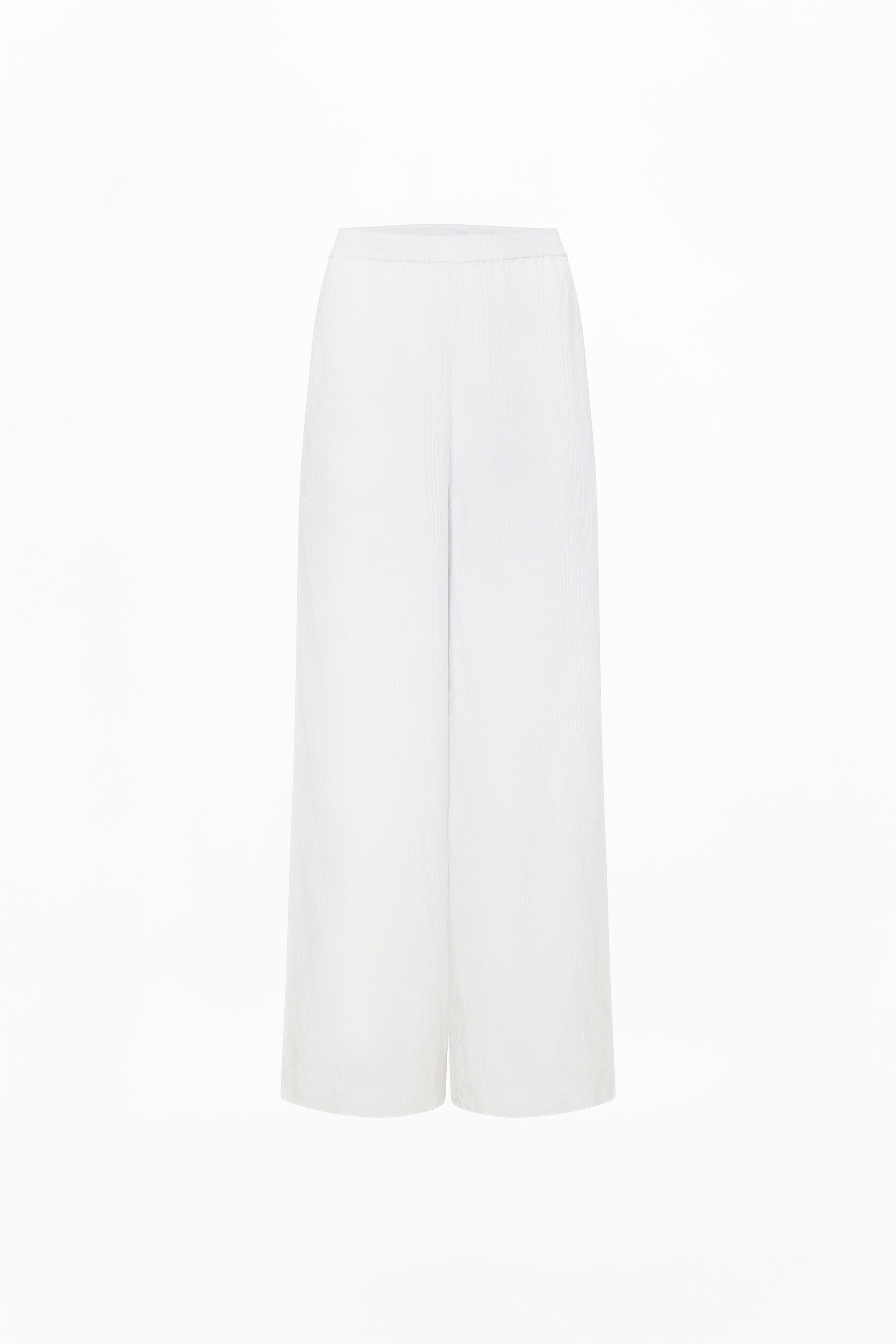 Clement Trousers ( White Silk Pintuck )