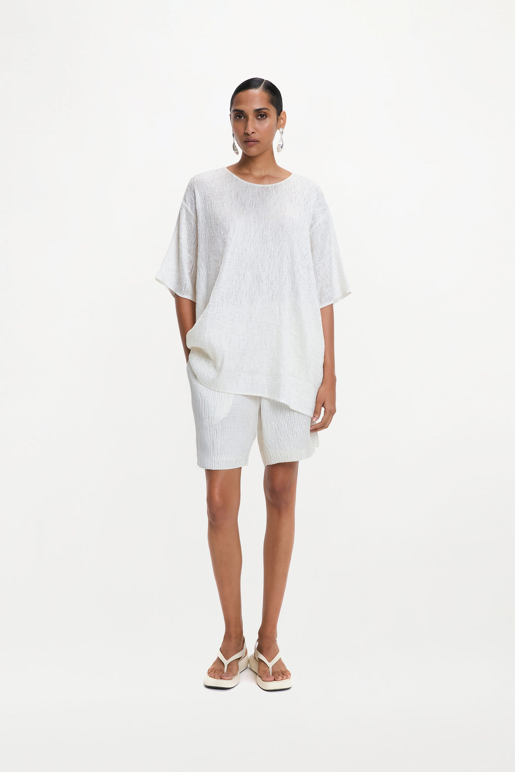 Aurelius Shorts ( White Silk Pintuck )