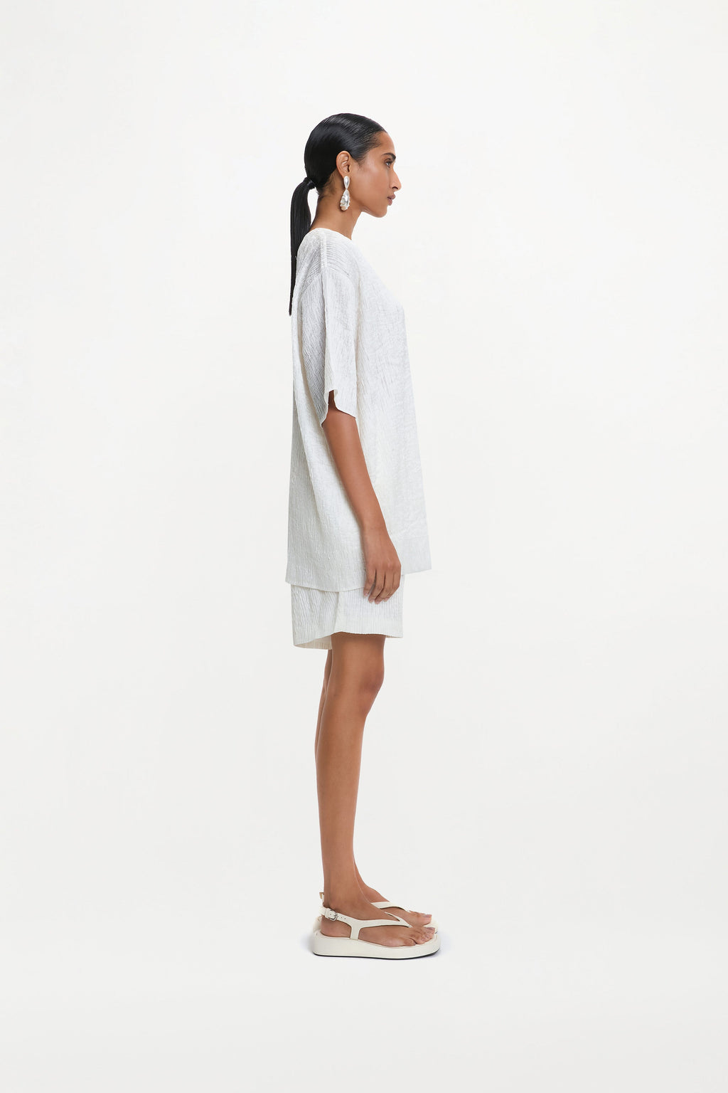 Aurelius Shorts ( White Silk Pintuck )