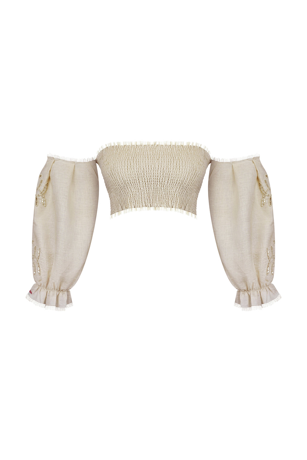 Embroidered shirred top