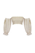Embroidered shirred top