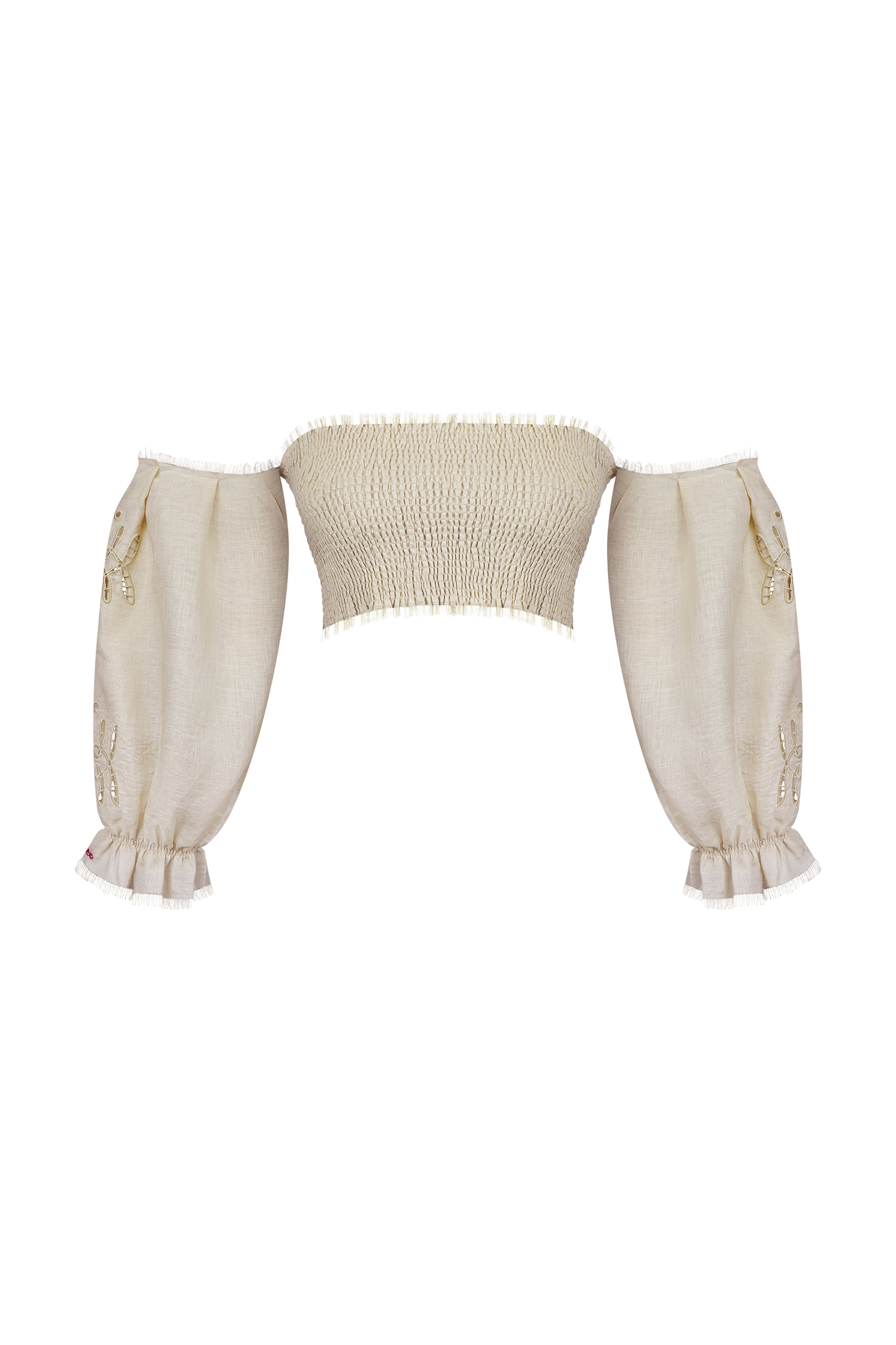 Embroidered shirred top