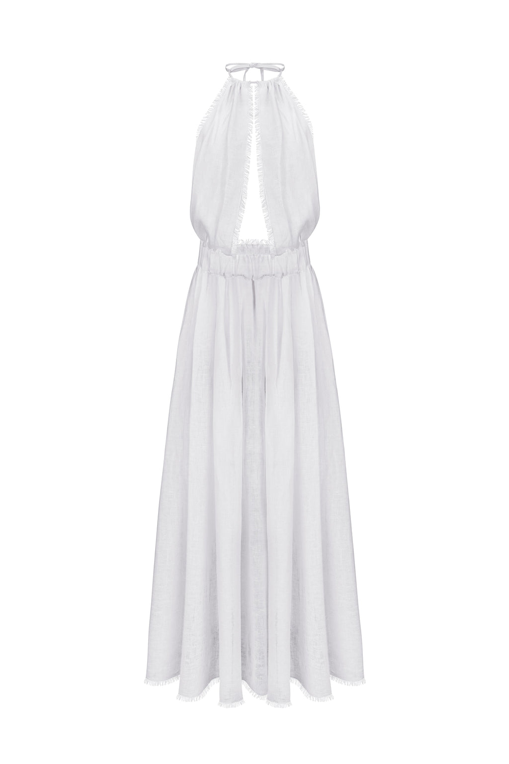 Maxi length deep open back dress