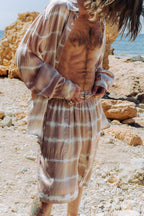 Beige Two Piece Batik Set