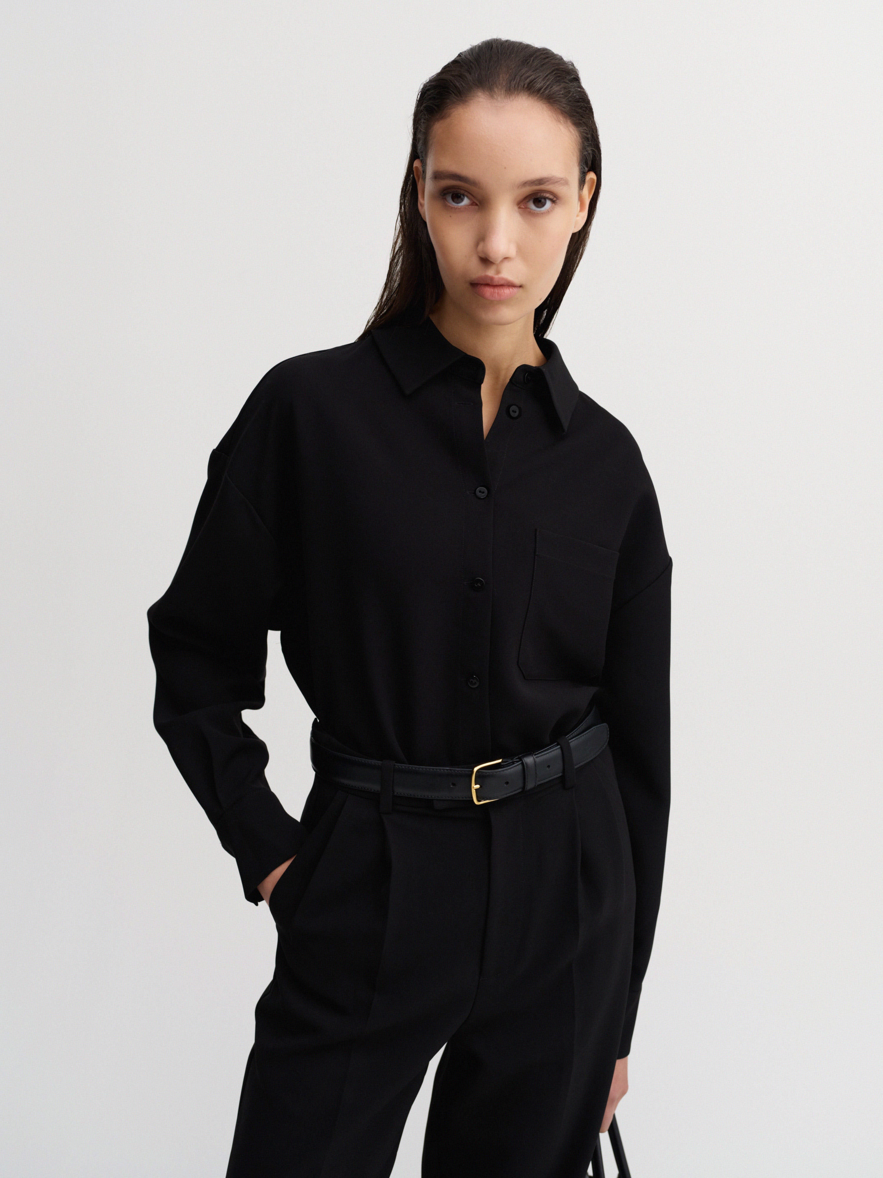 Finn Crepe Shirt Black