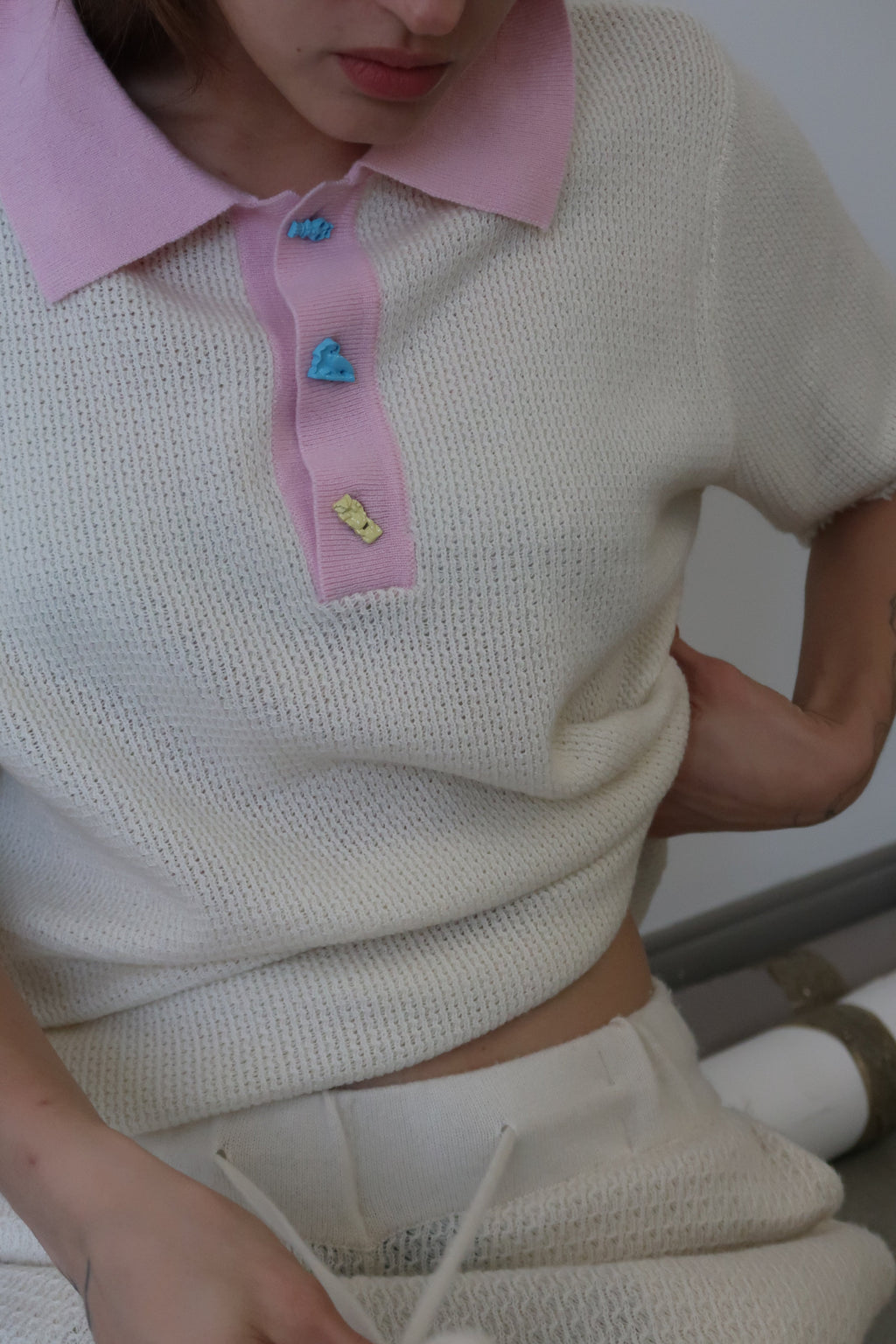 Pink Waffle Polo