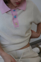Pink Waffle Polo