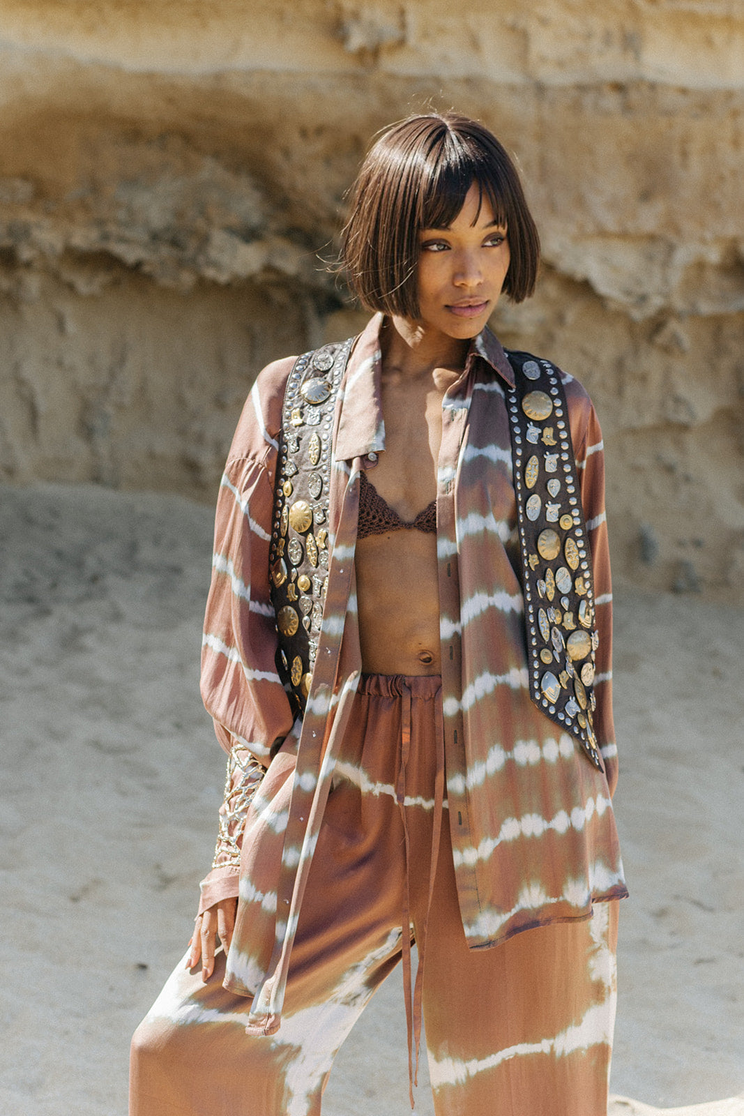 Brown Three Piece Batik Set