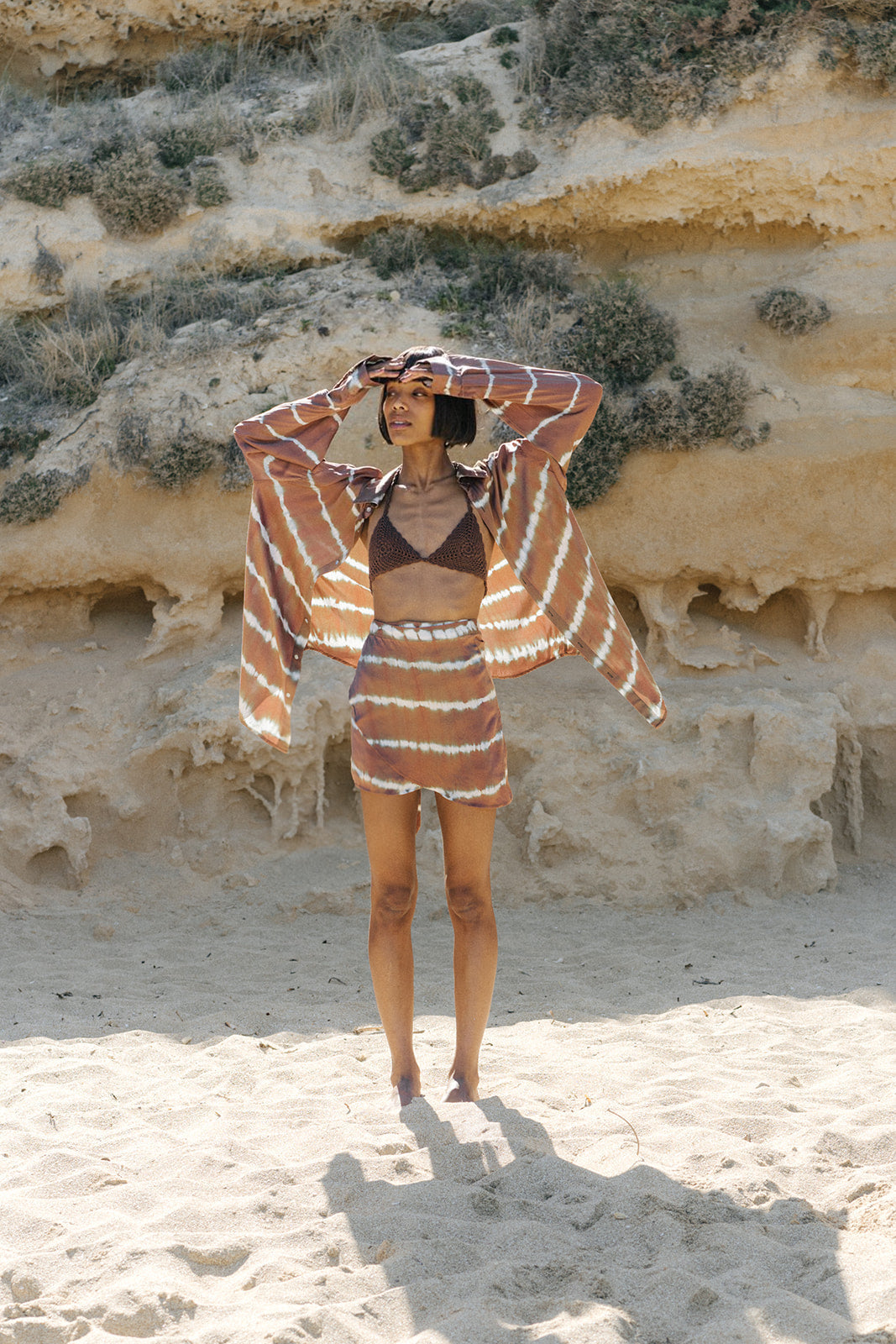 Brown Three Piece Batik Set