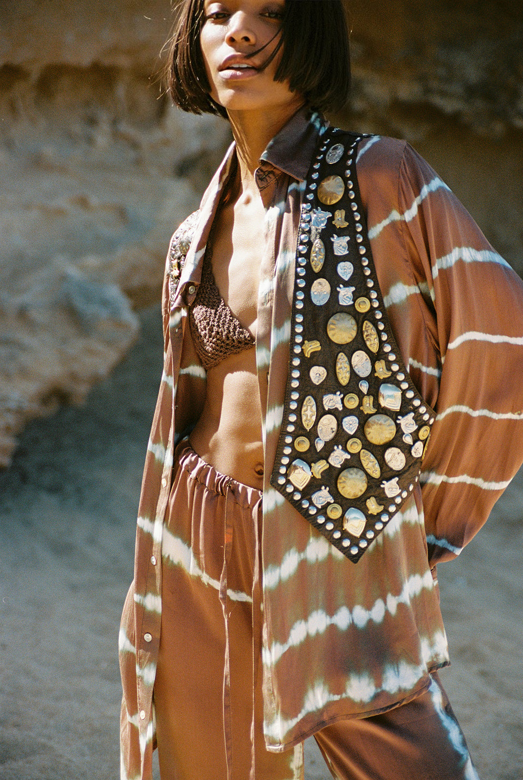 Brown Three Piece Batik Set