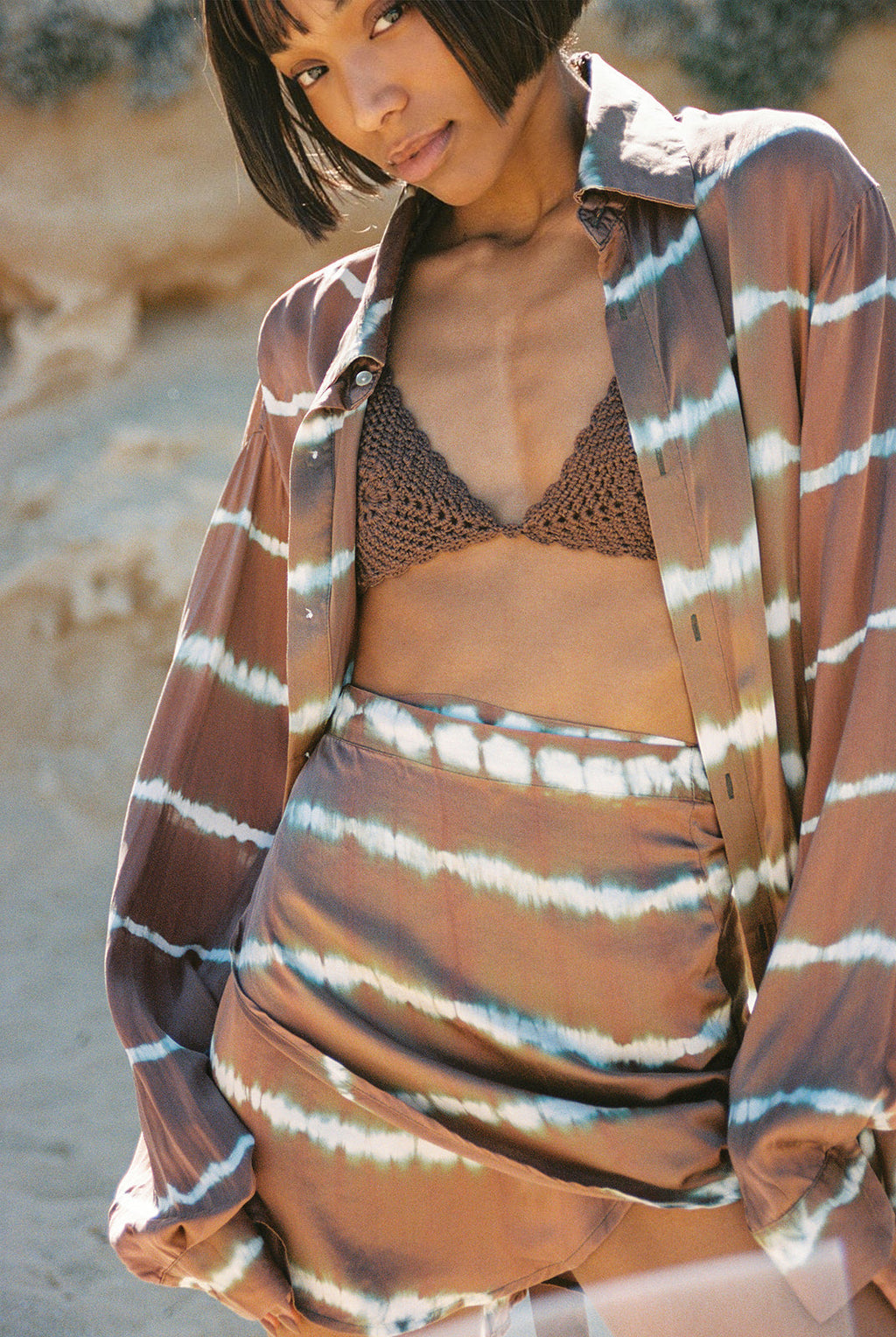 Brown Three Piece Batik Set