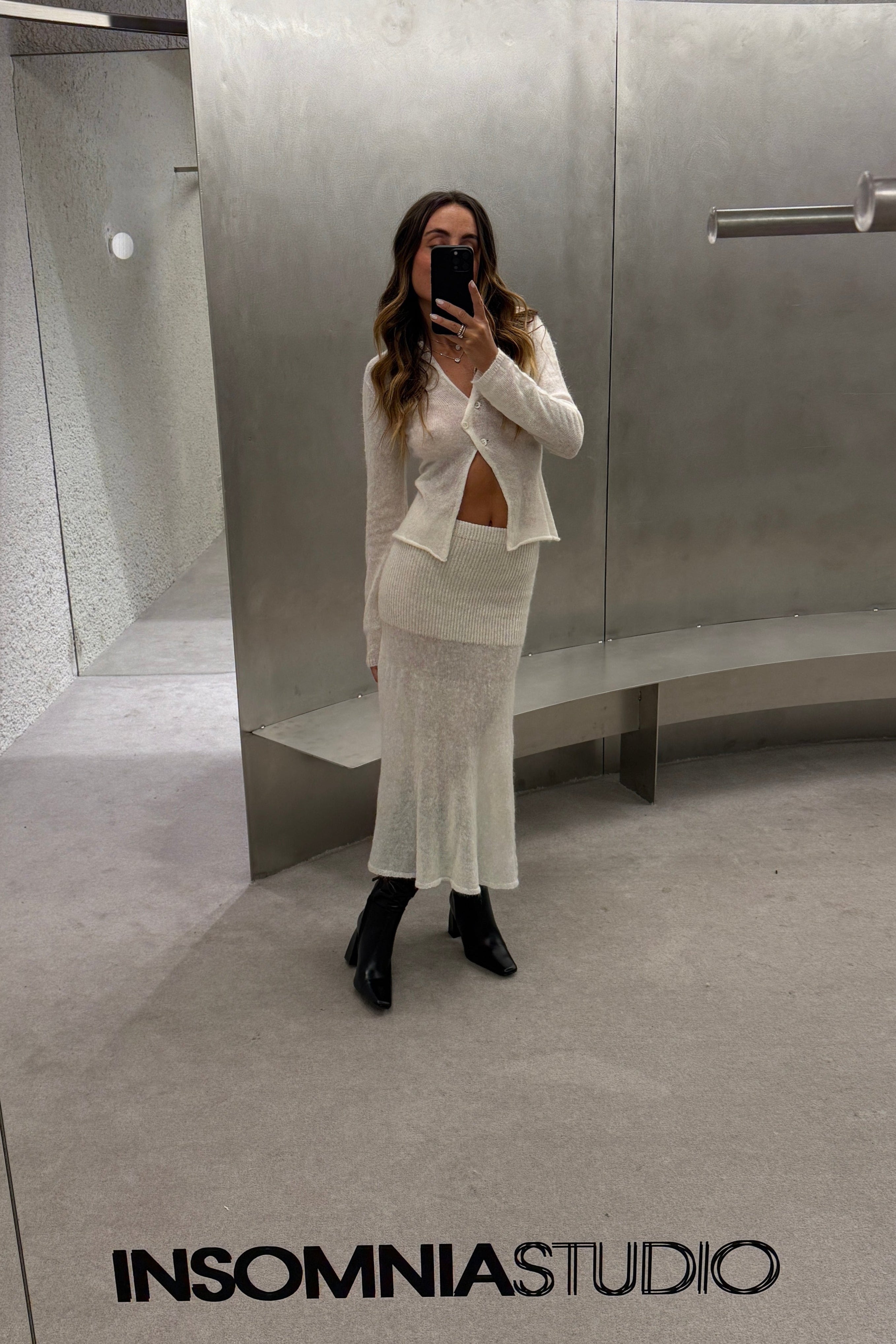 Gio Midi Skirt Ecru