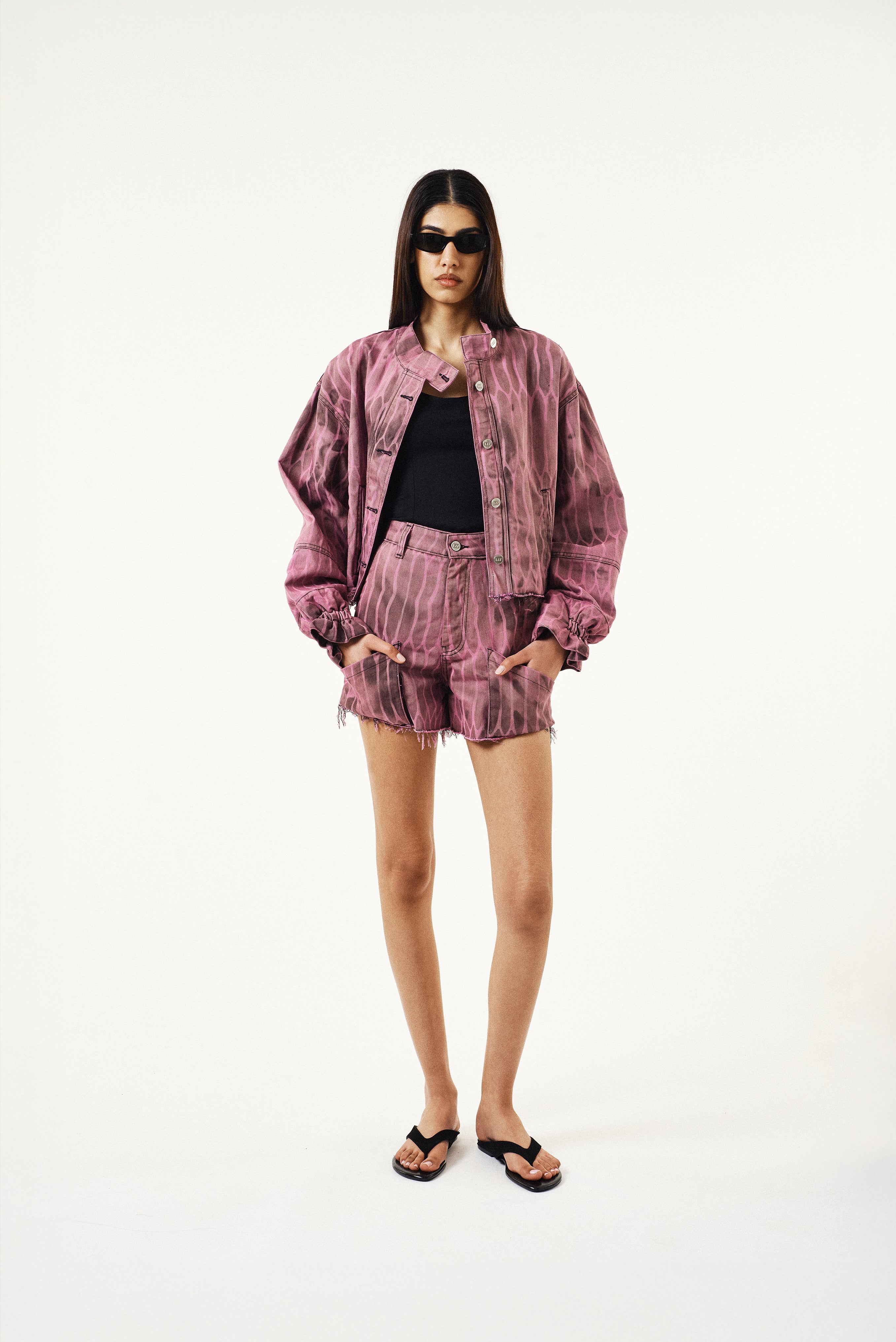 Purple Denim Shorts