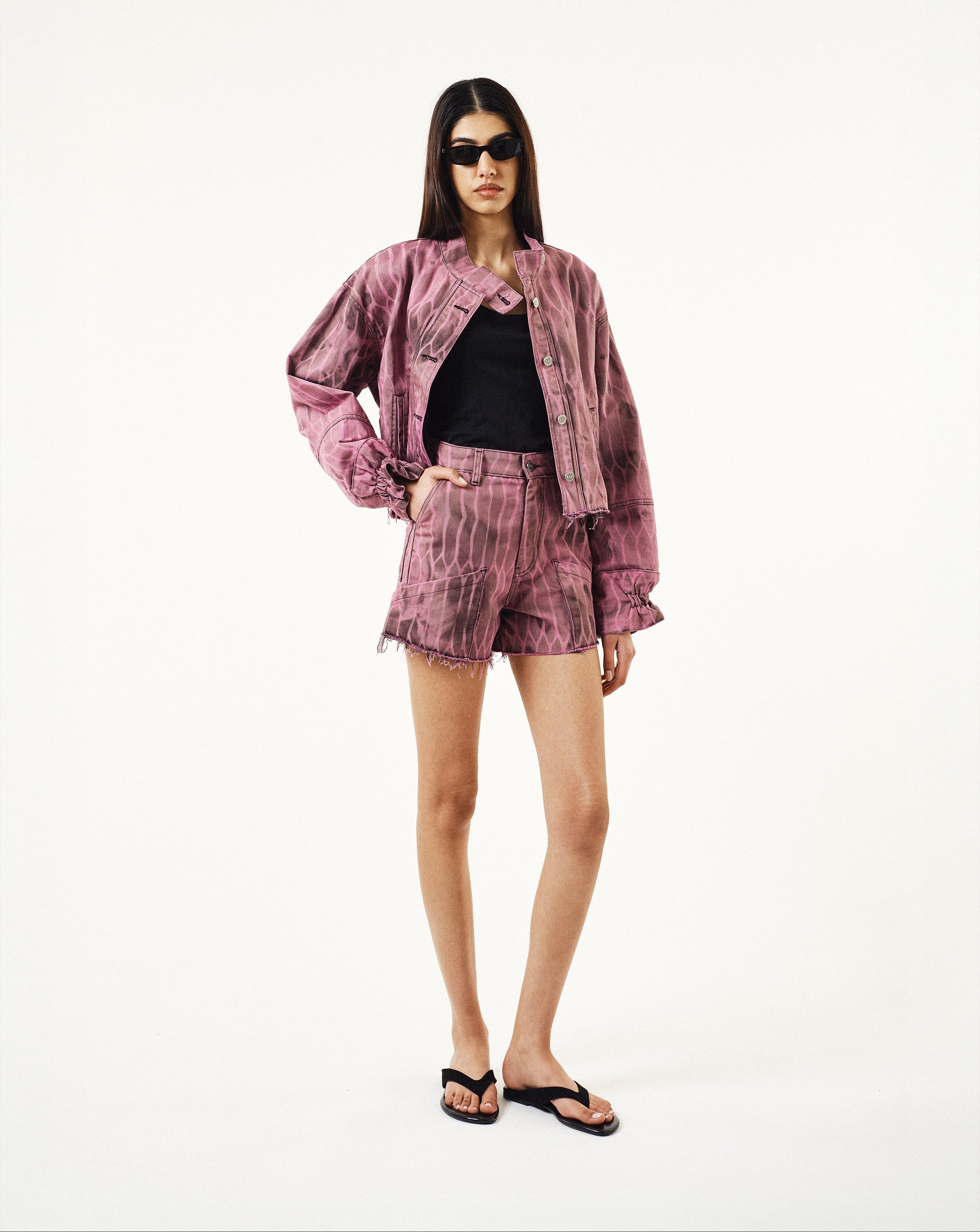 Purple Denim Shorts
