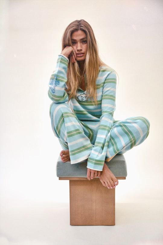 Sage Coin Striped Trackies