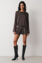 Buckle Mini Dress Brown