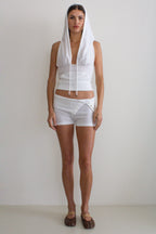Zoe Knit Hood Top & Zoe Knit Short White