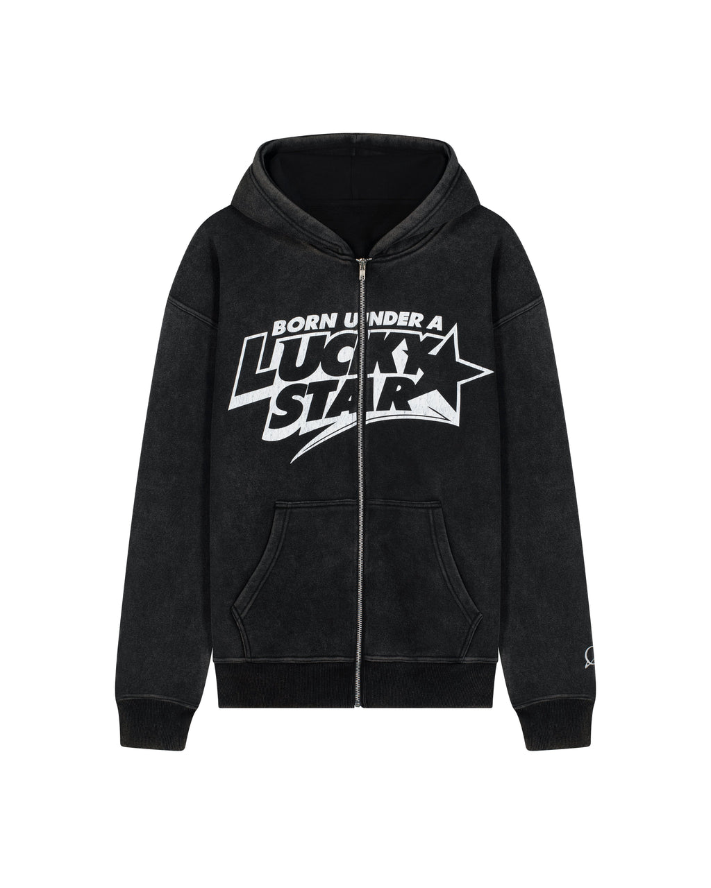 Lucky Star Zip Hoodie Black Faded