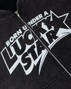Lucky Star Zip Hoodie Black Faded