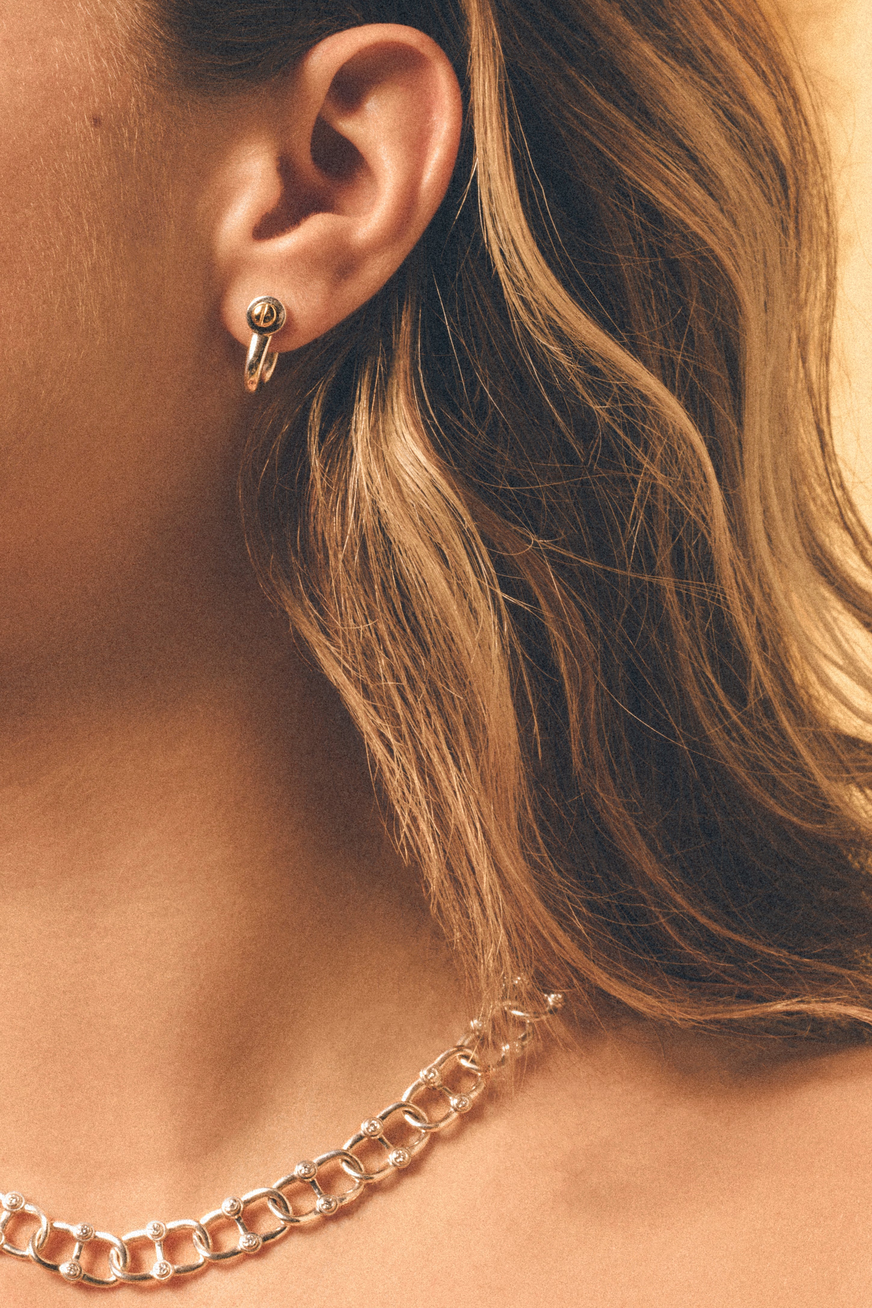 Boucles D'oreilles L'etrier en Argent et Vis en Or