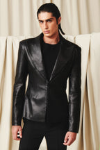 Thierry Blazer Black Leather