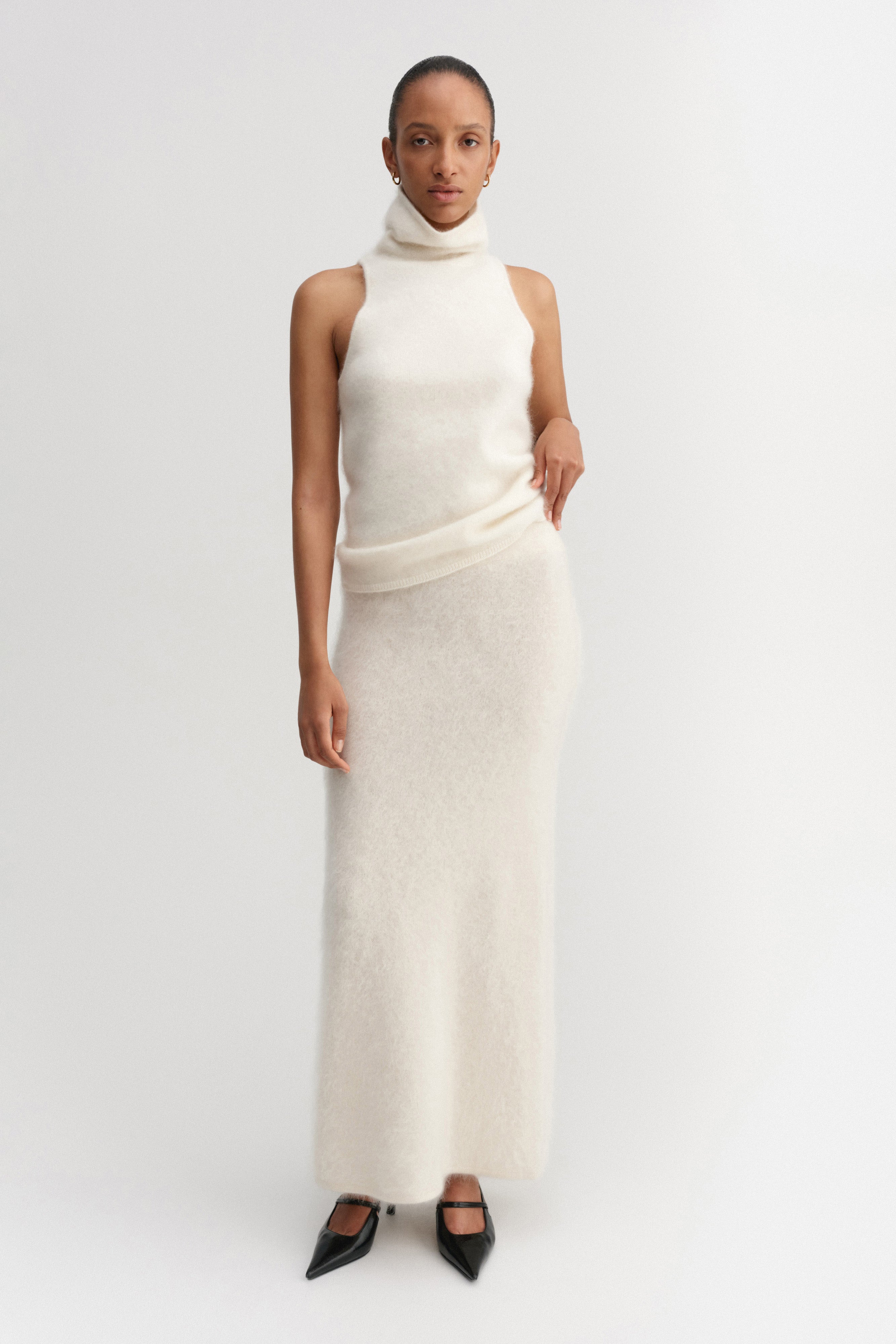 Umi Brushed Cashmere Skirt Cream
