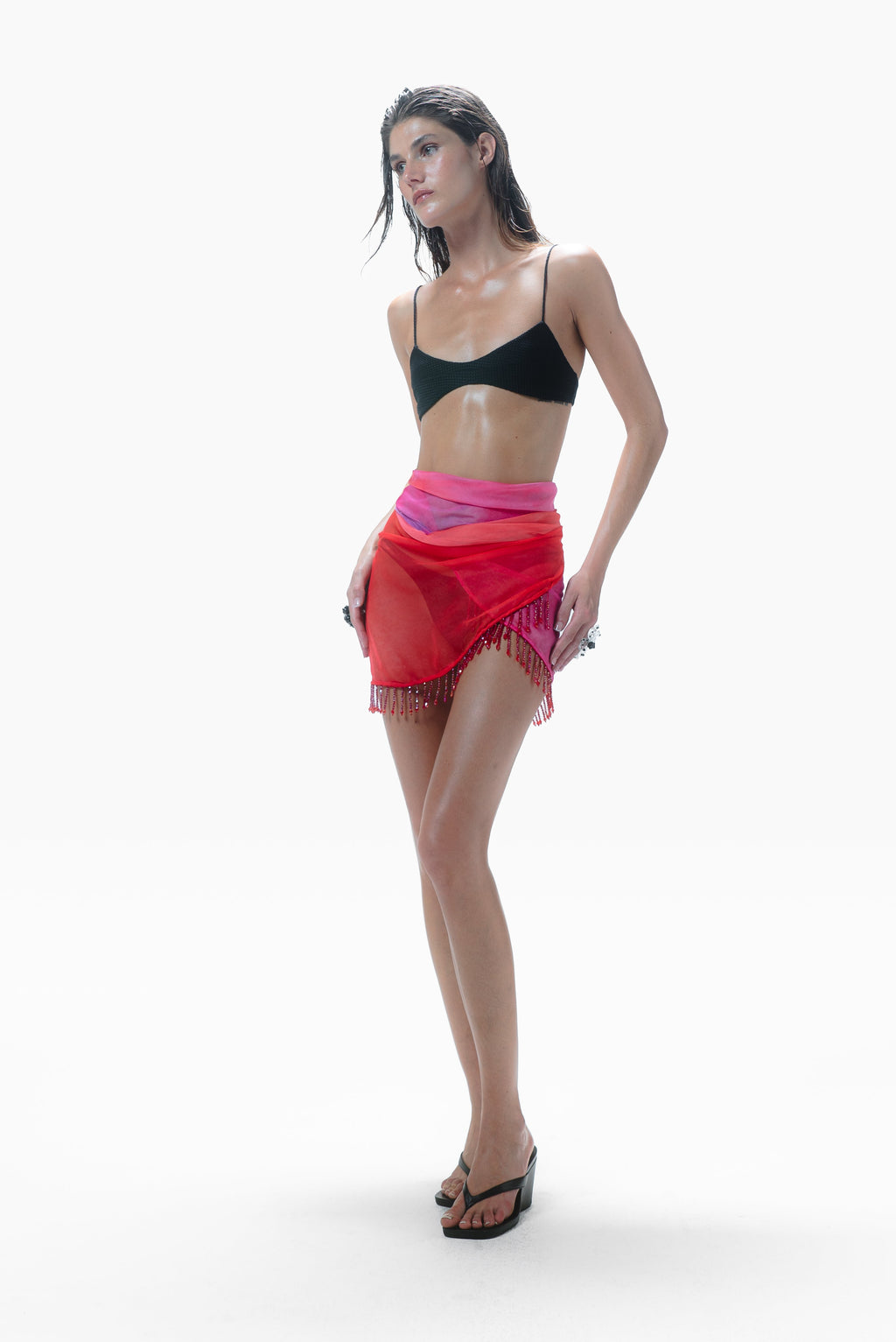 Isla Beaded Pareo Fucsia