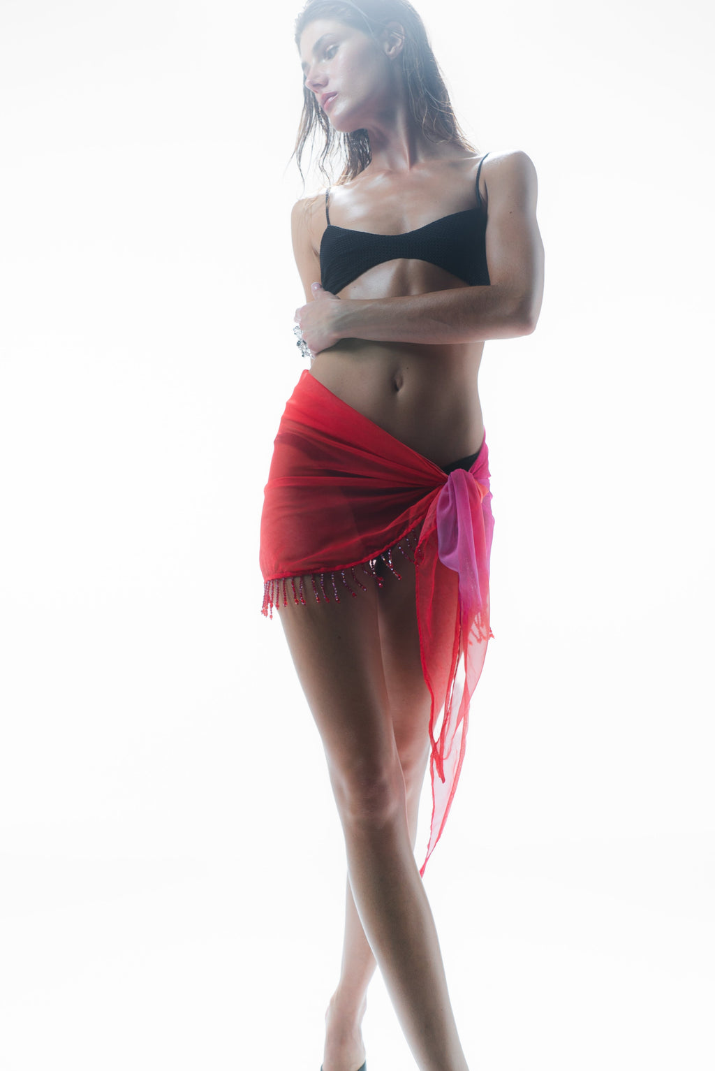 Isla Beaded Pareo Fucsia
