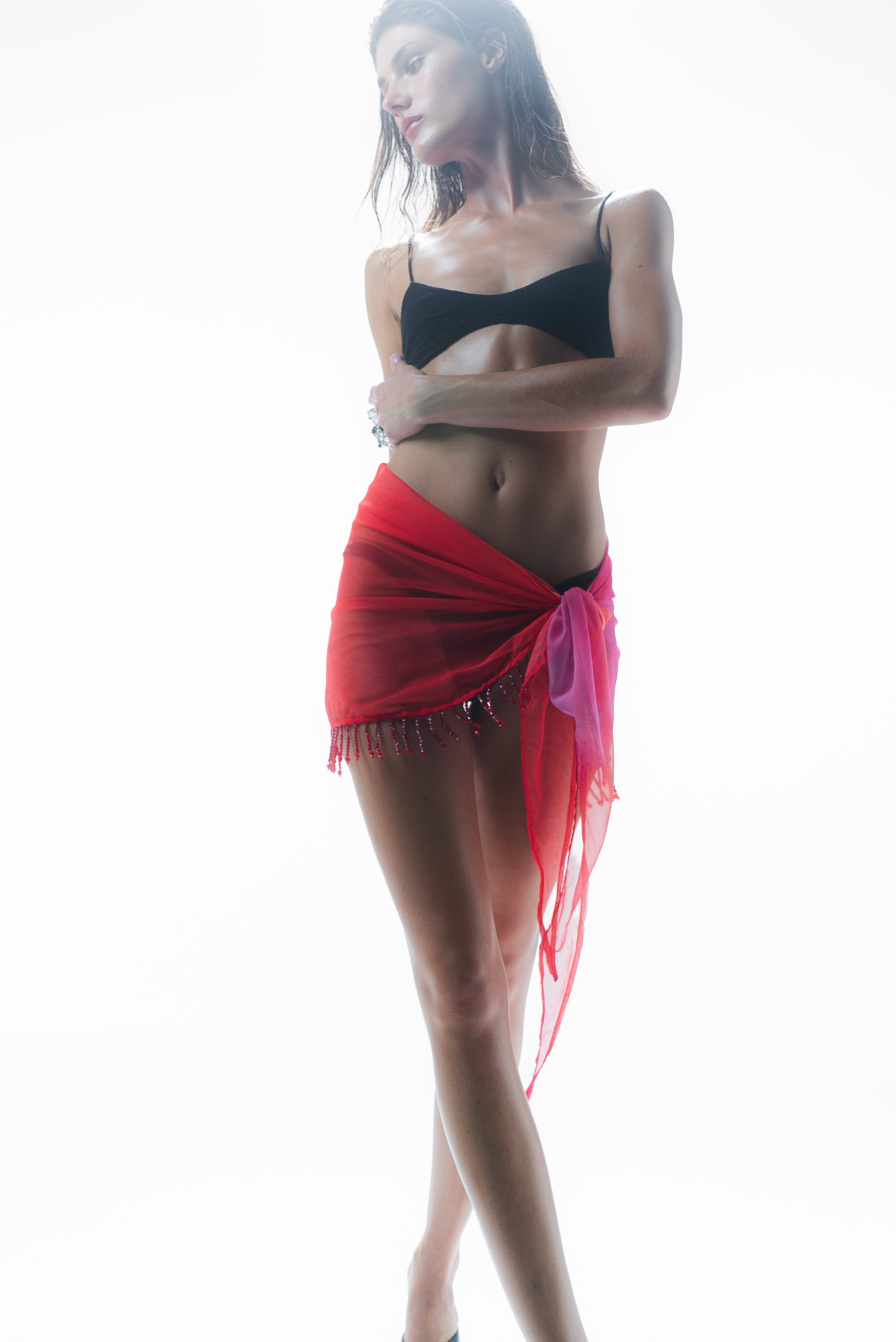 Isla Beaded Pareo Fucsia