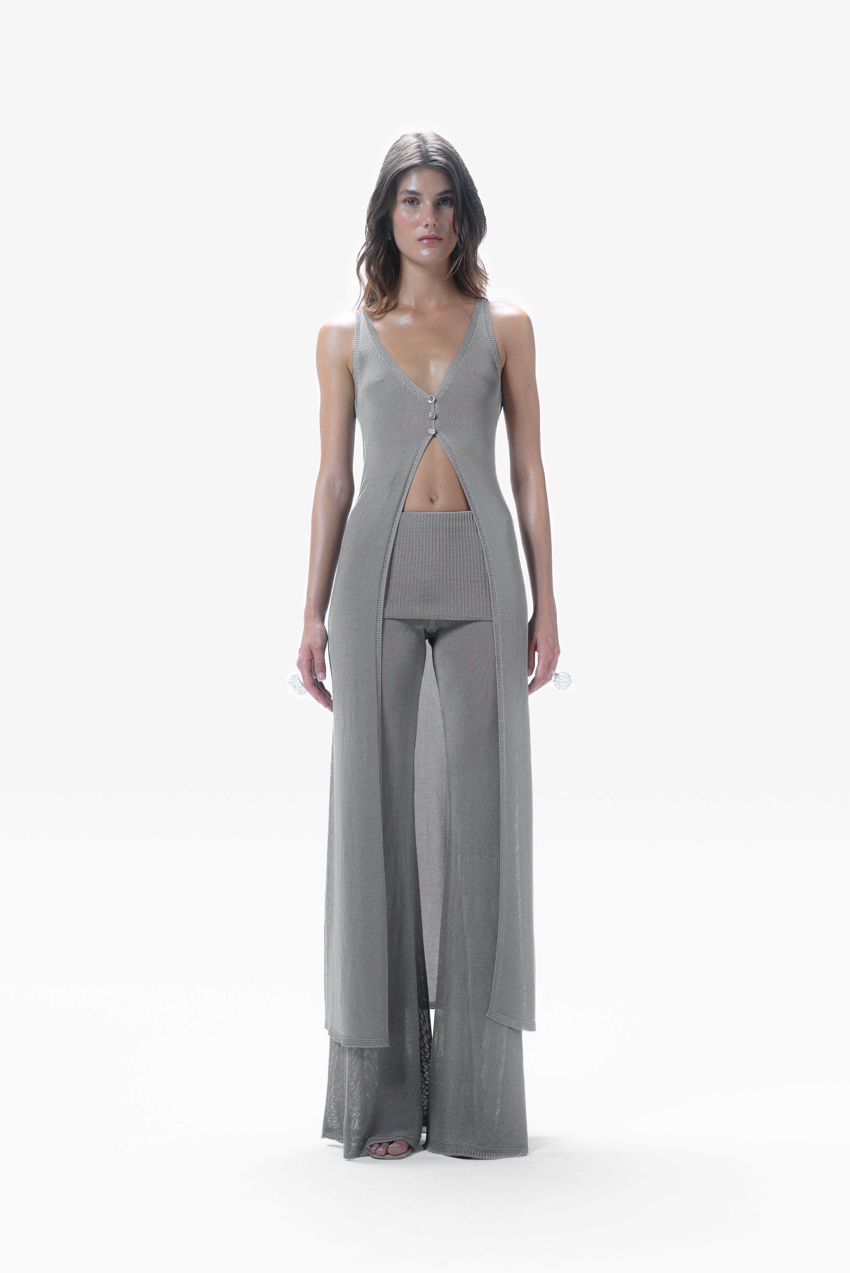Dara Knit Maxi Top Silver