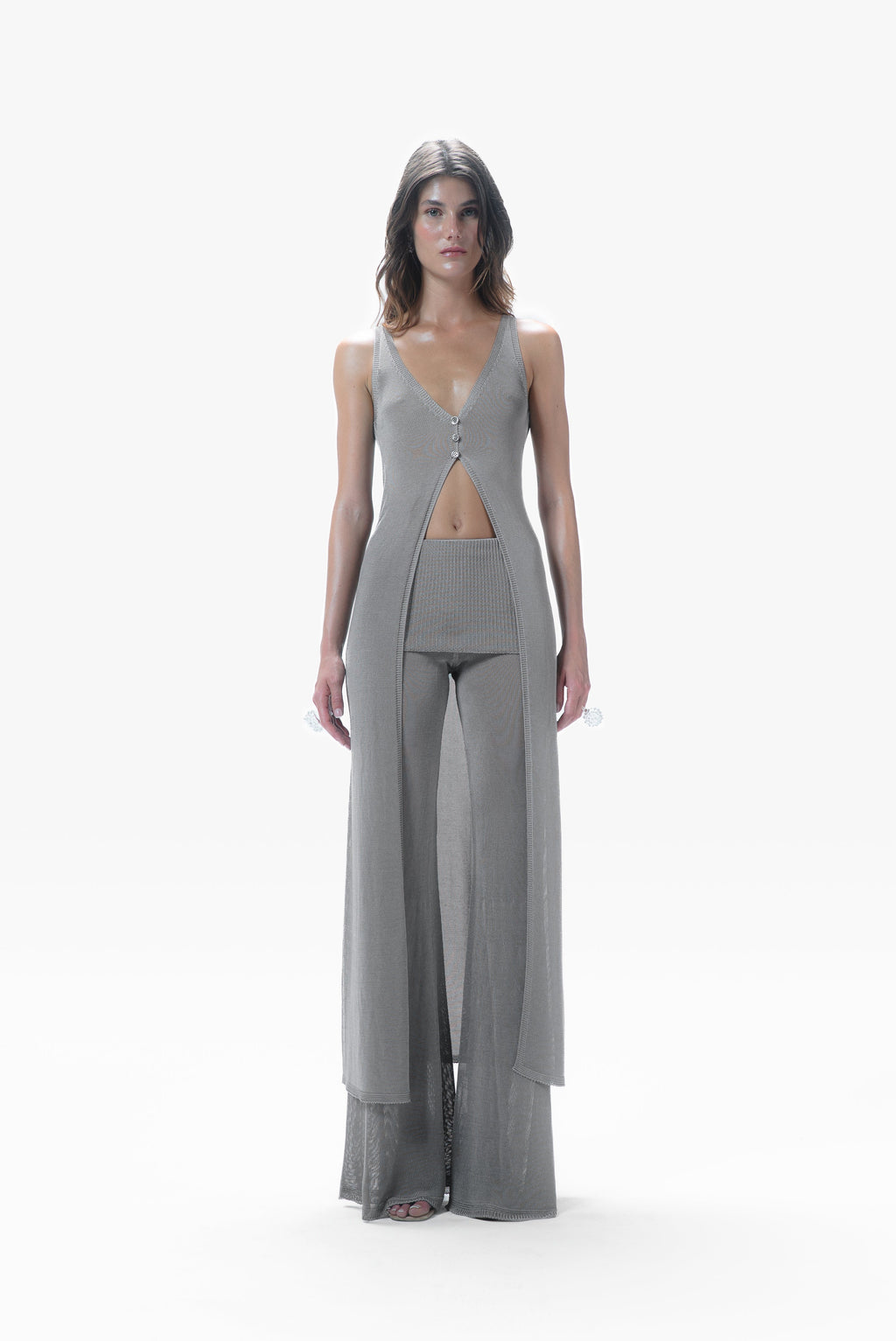 Dara Knit Trousers Silver