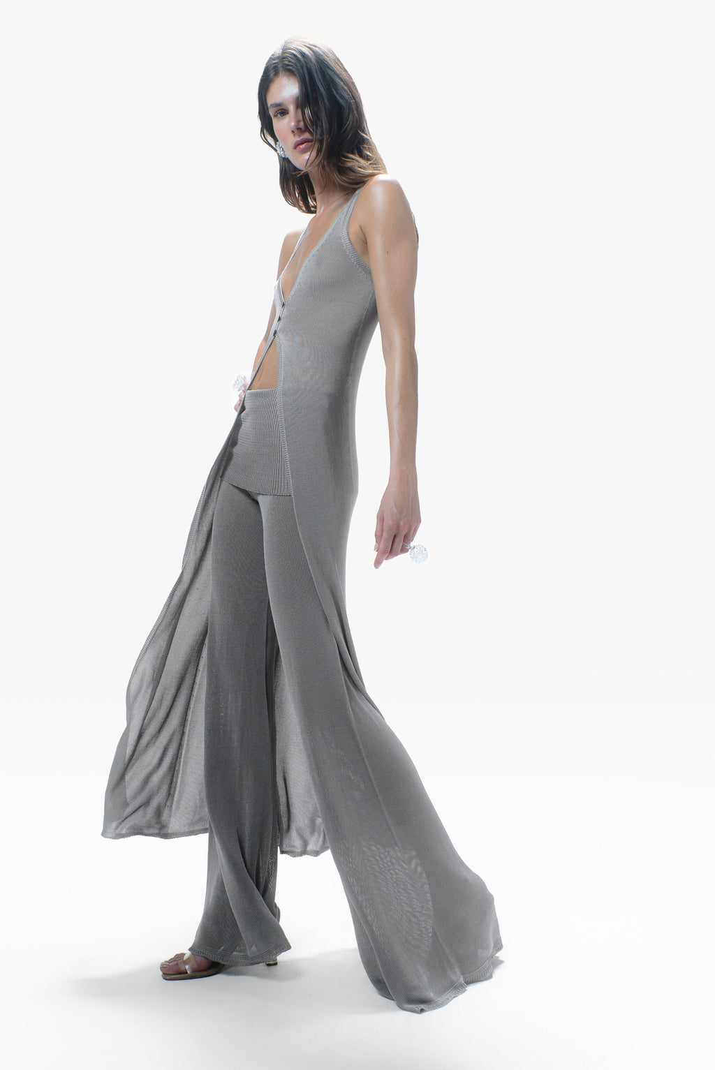 Dara Knit Trousers Silver