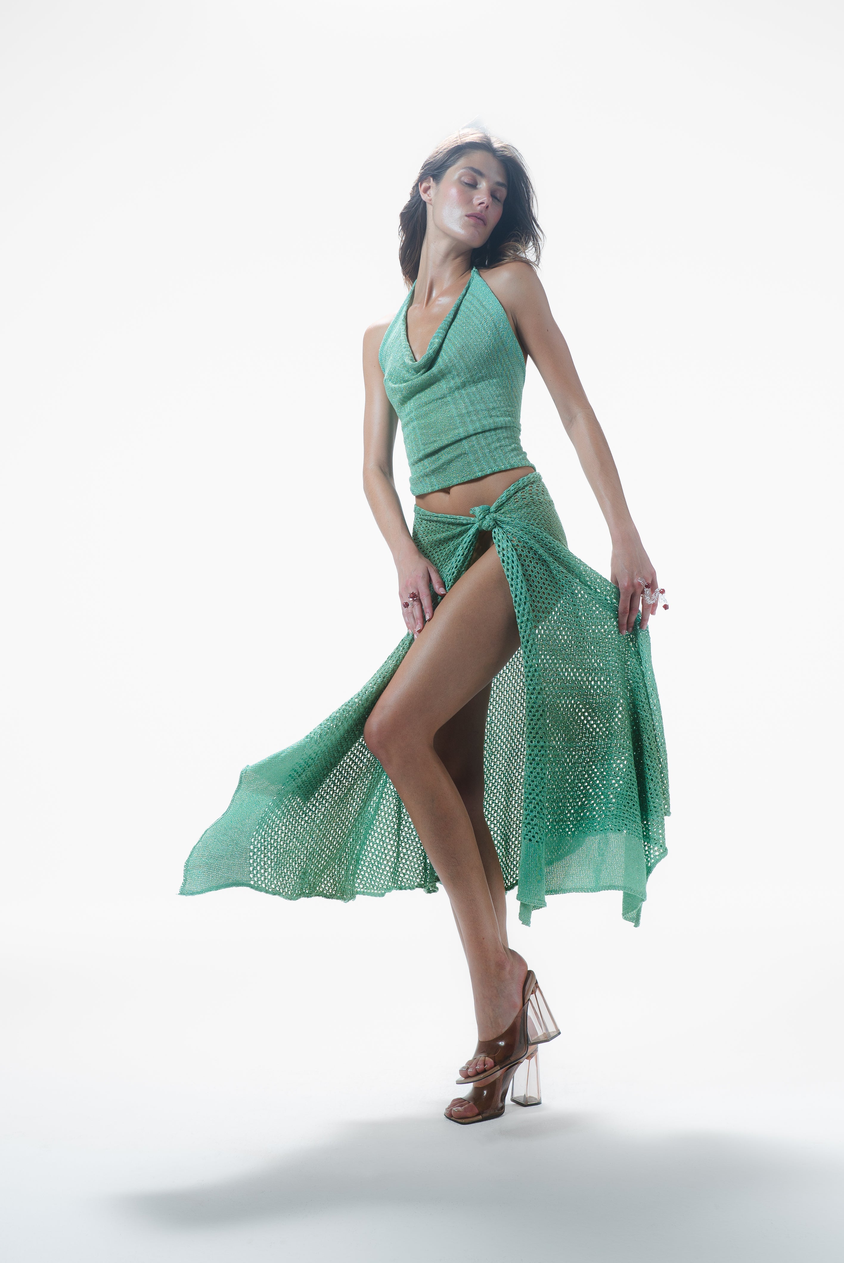 Syra Knit Skirt Emerald