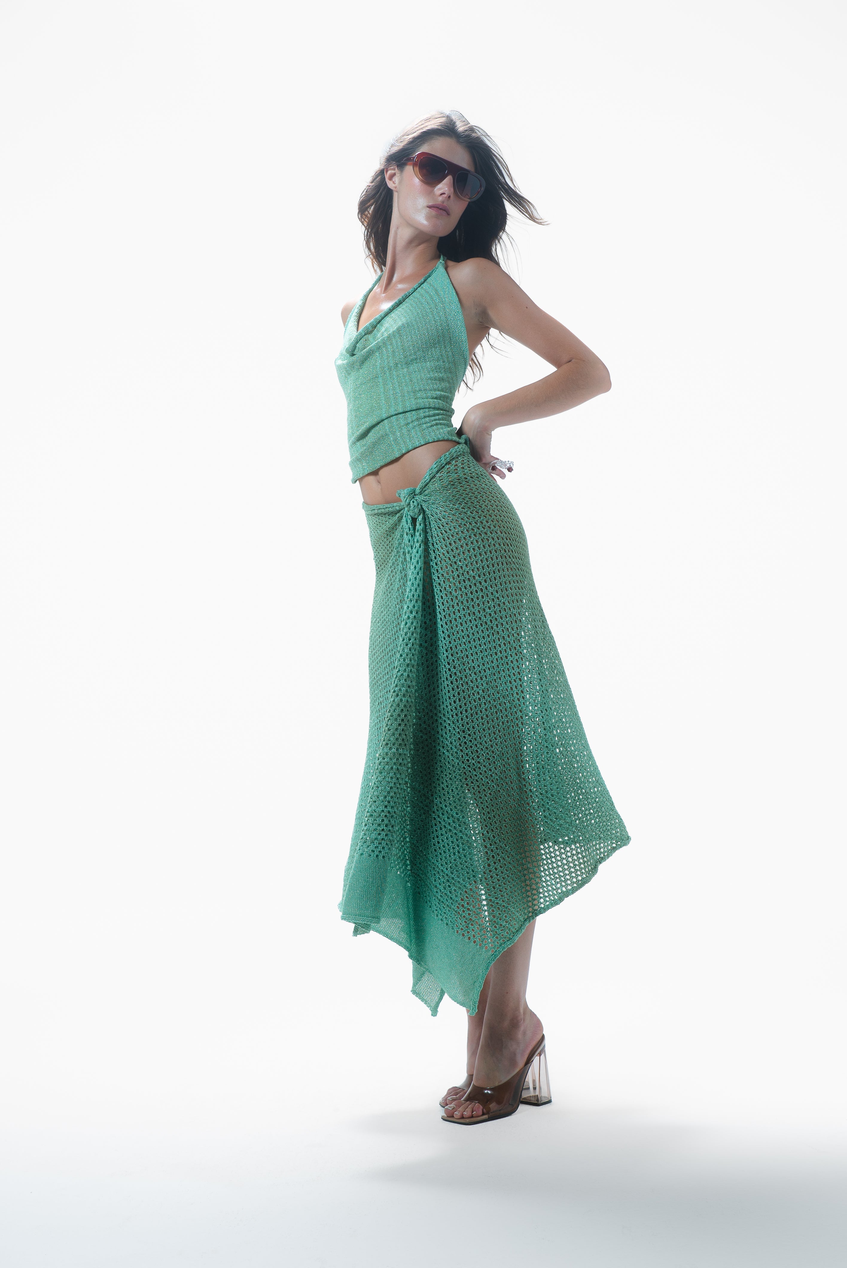 Syra Knit Skirt Emerald