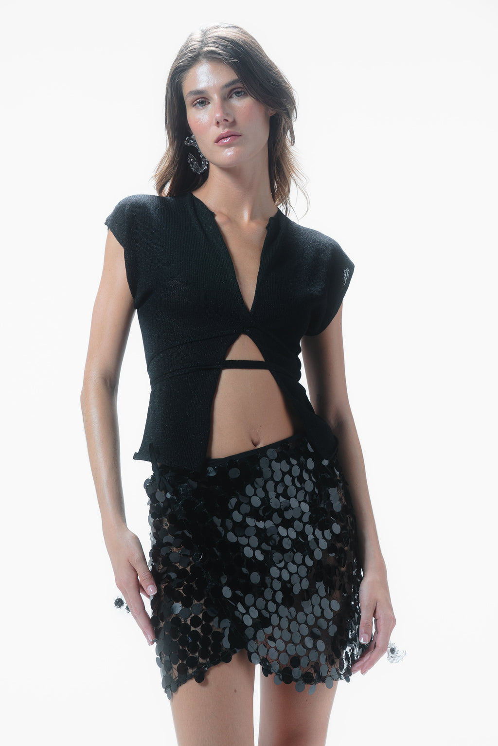 Vega Sequin Skirt Black