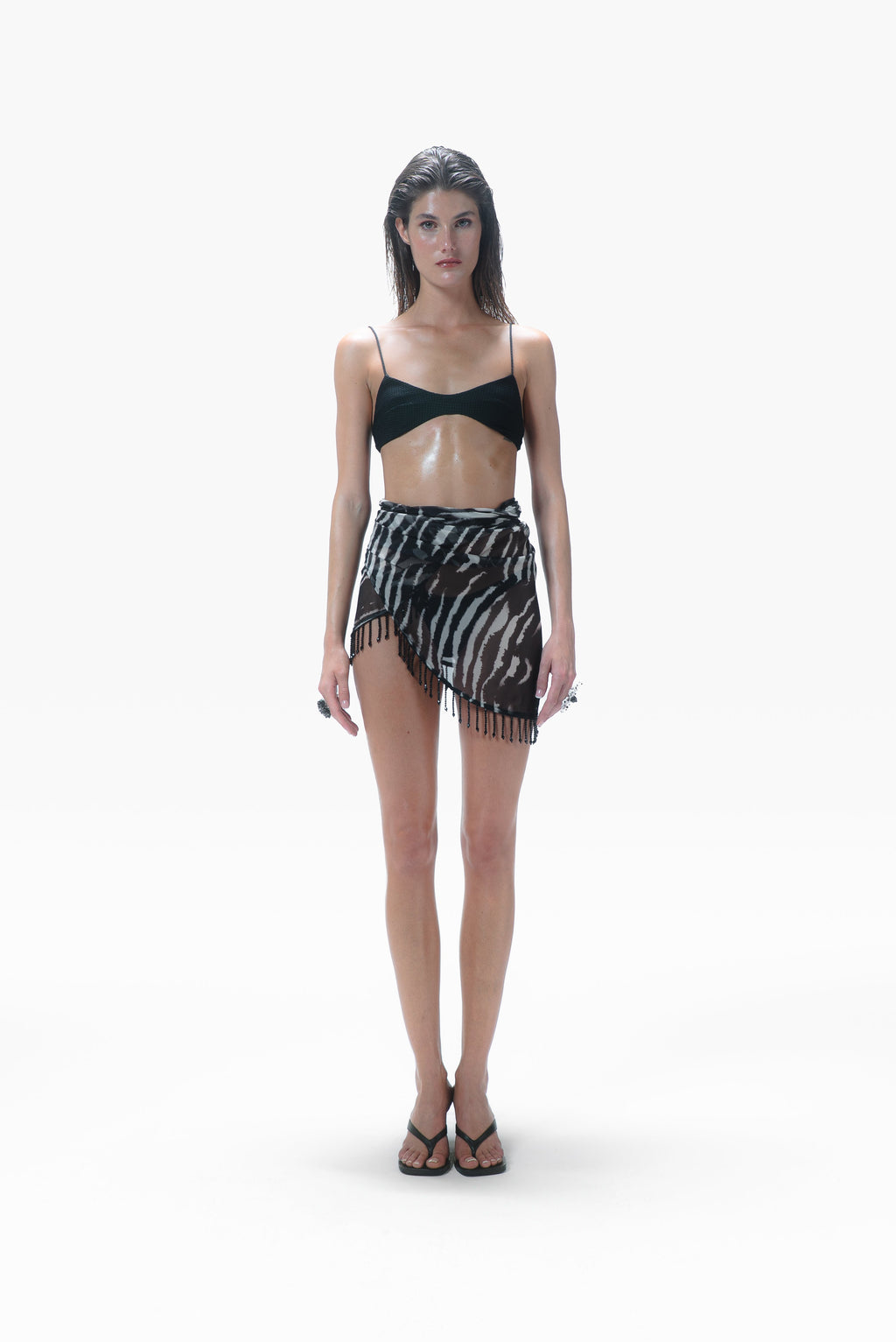 Isla Beaded Pareo Zebra